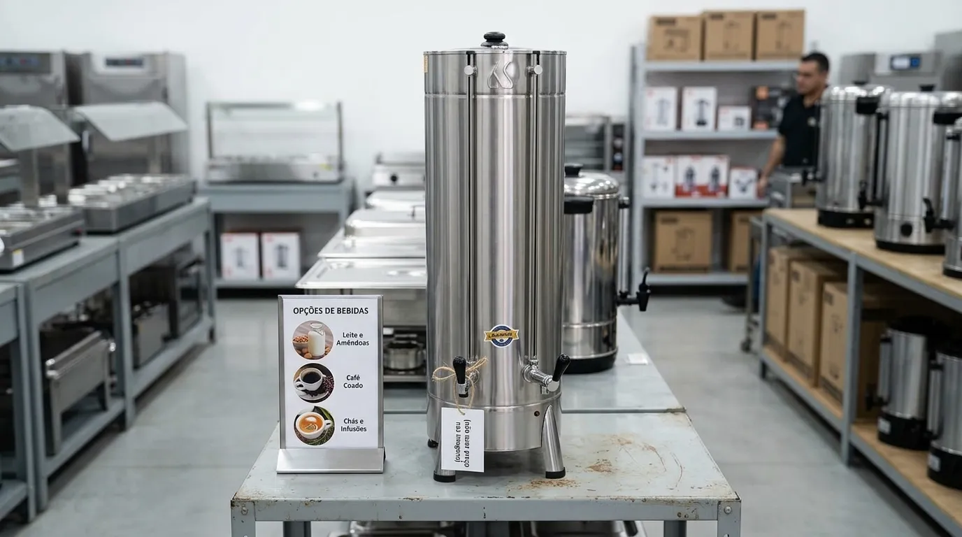 Funcionamento de cafeteira industrial