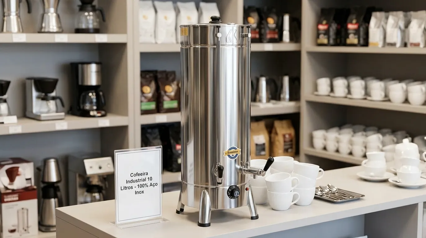 Cafeteira industrial de grande capacidade para preparo eficiente